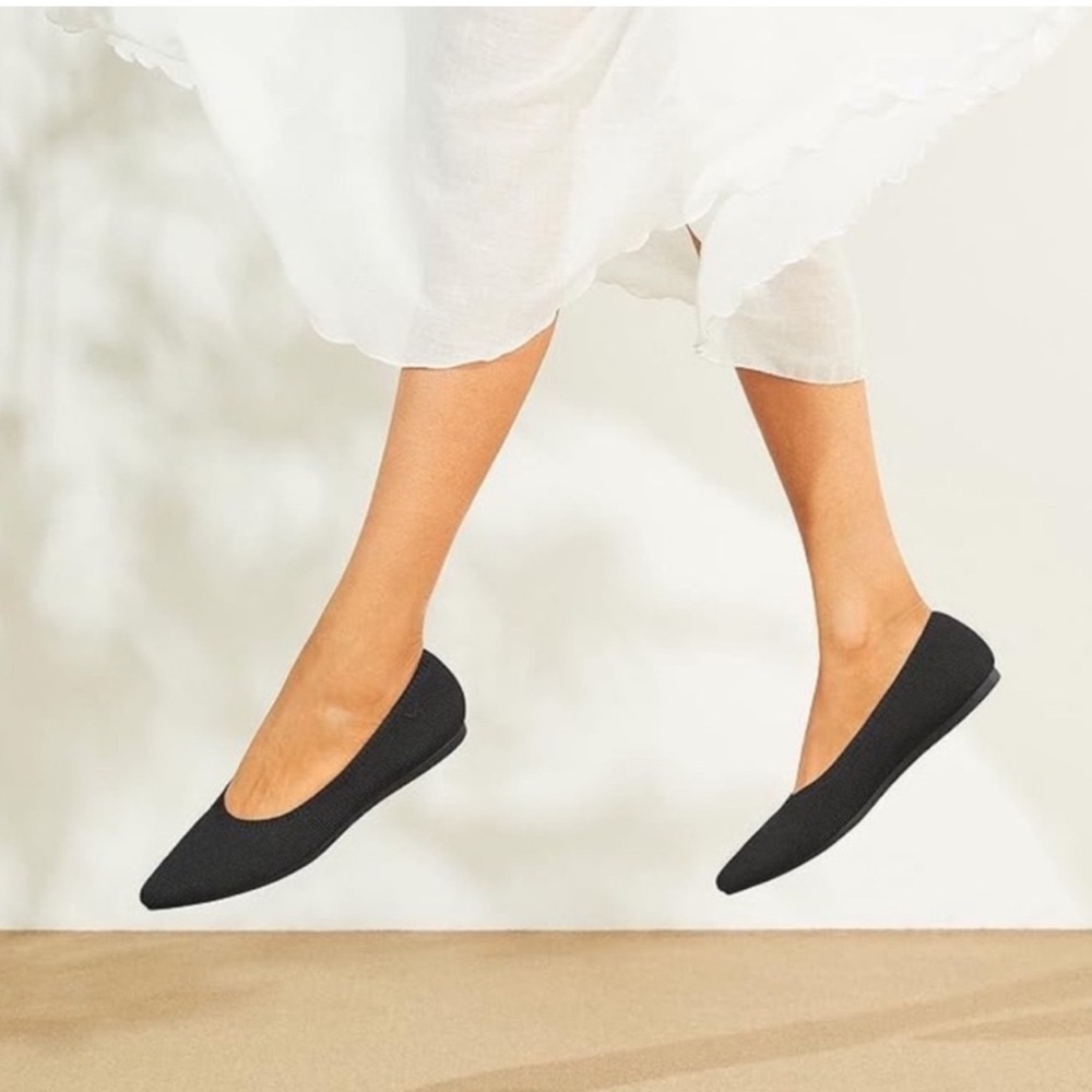 VIVAIA Aria Pointed Toe Flats EU 37 Sustainable Knit Ballet Quiet Luxury Black